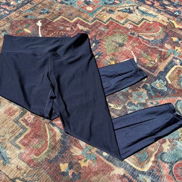 Athleta Elation Shine Tight Leggings L Navy High-Rise Ankle Length - Picture 1 of 4